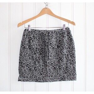 Sundry Leopard Print Saturday Skirt Heather Gray Pocketed Comfy Made USA Size 2